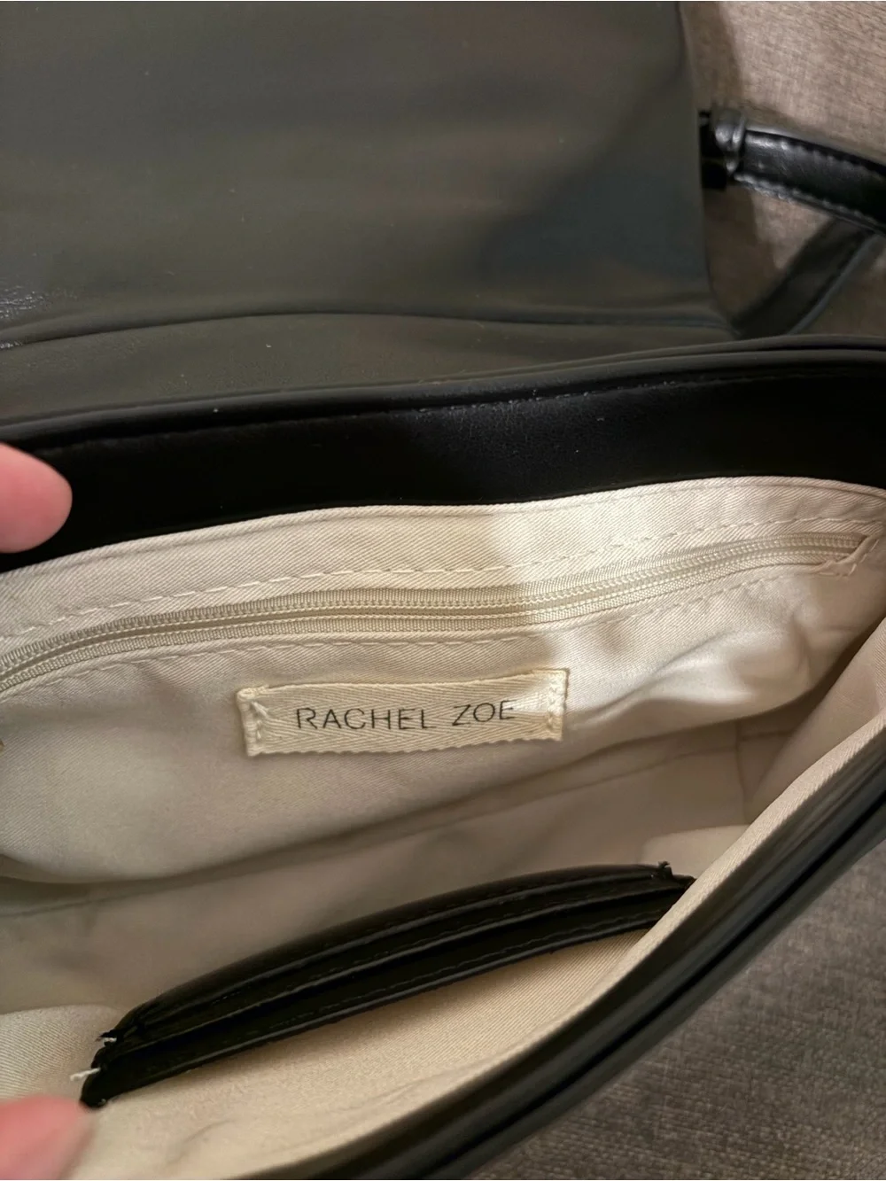 Rachel Zoe Black Leather Shoulder Bag with Knotted Strap & Gold Accents